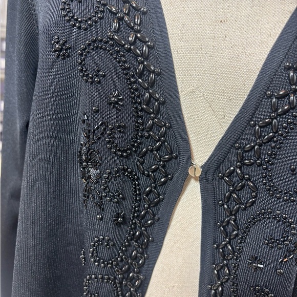 BCBGMaxAzria Sweaters - BCBGMaxAzria Black Beaded Cardigan